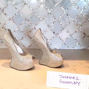 Giuseppe Zanotti Swarovski sculpture wedge shoes